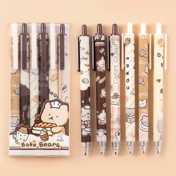 

[PGATK8080] JUAL PAKET 6 PCS PULPEN GEL LUCU 0.5MM PEN AESTHETIC MEKANIK TINTA HITAM.