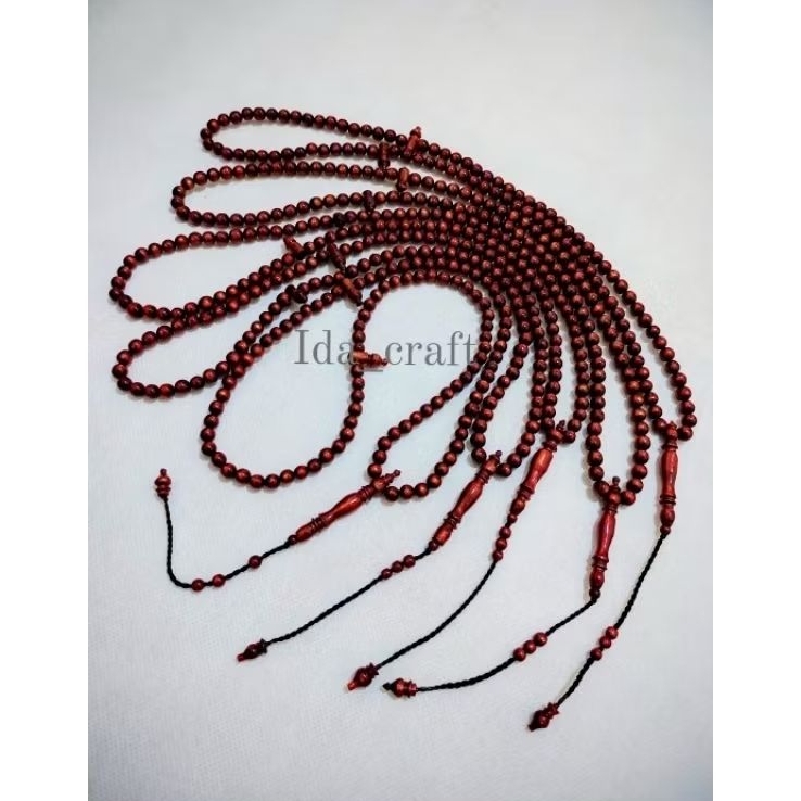 TASBIH AKAR BAHAR MERAH TALI ARUS 7MM/TASBIH YUSER/TASBIH KAYU AKAR LAUT