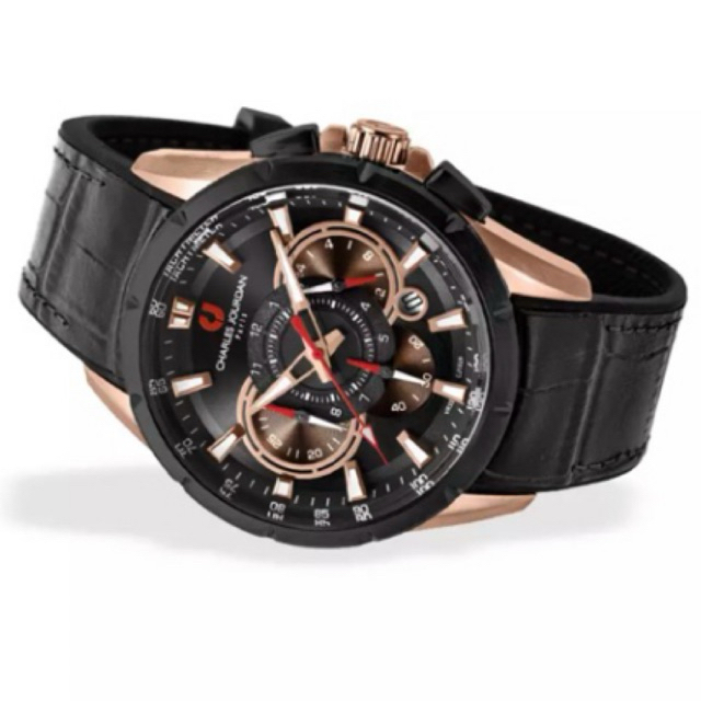 Charles Jourdan CJ1029-1532C - Jam Tangan Pria - Black Rosegold