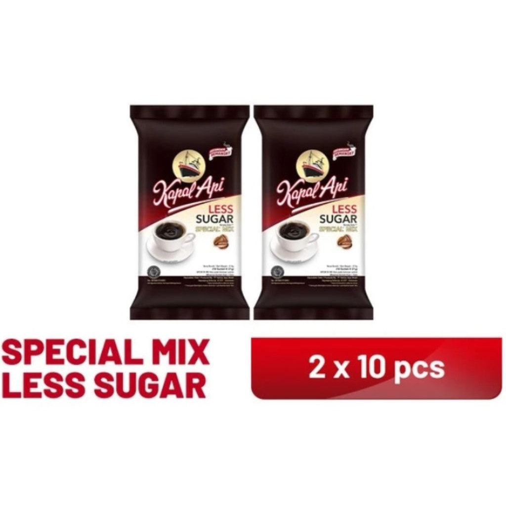 

Kapal Api Special Mix Less Sugar 2 Pack Isi 10 Sachet