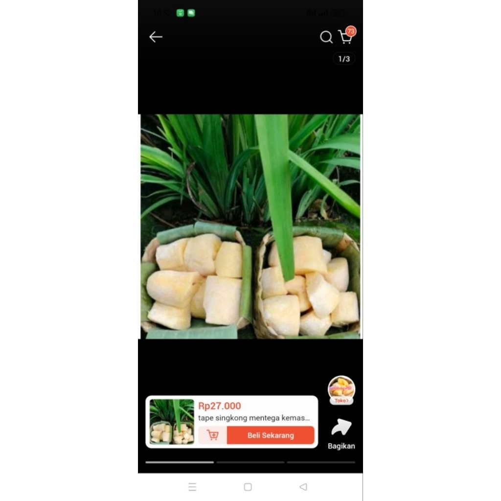 

tape singkong manis 500 gram kemasan besek bambu