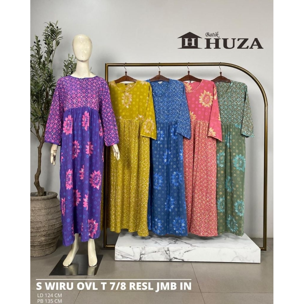[LD 124 CM] Daster Huza batik Peakalongan ll S Wiru Oval T 7/8 Resl Jumbo || Dress Jumbo
