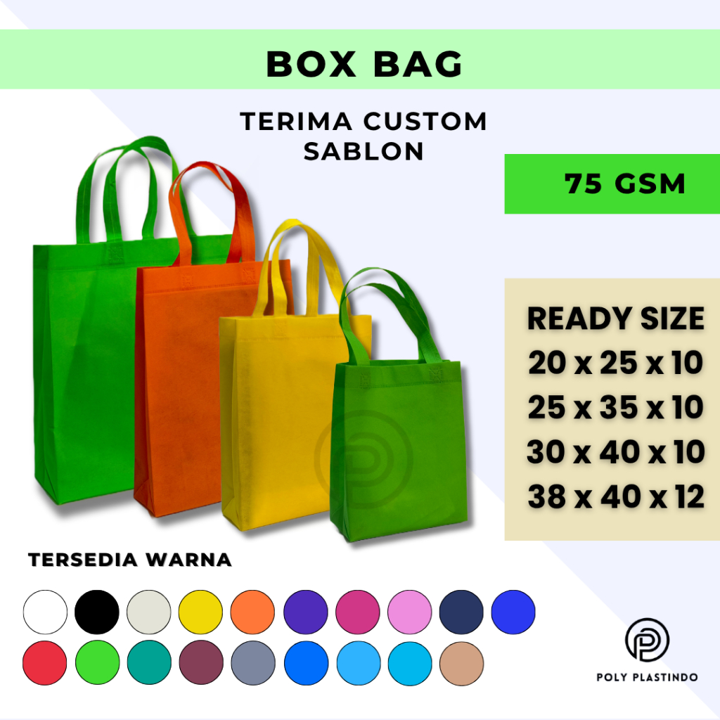 

Goodie Bag Tas Belanja Tas Spunbond Box Bag Readystock - Polos