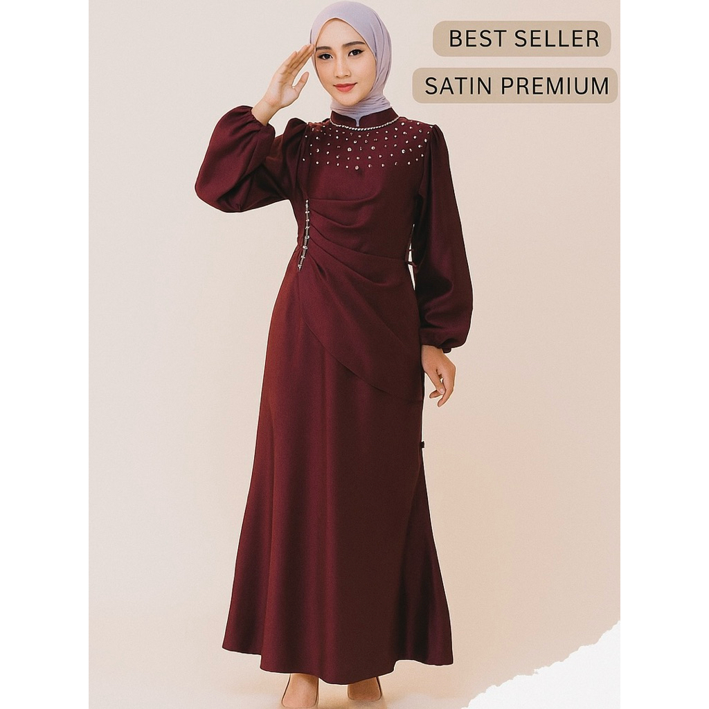 Dress Kondangan Wanita Kekinian Satin Premium Full Payet