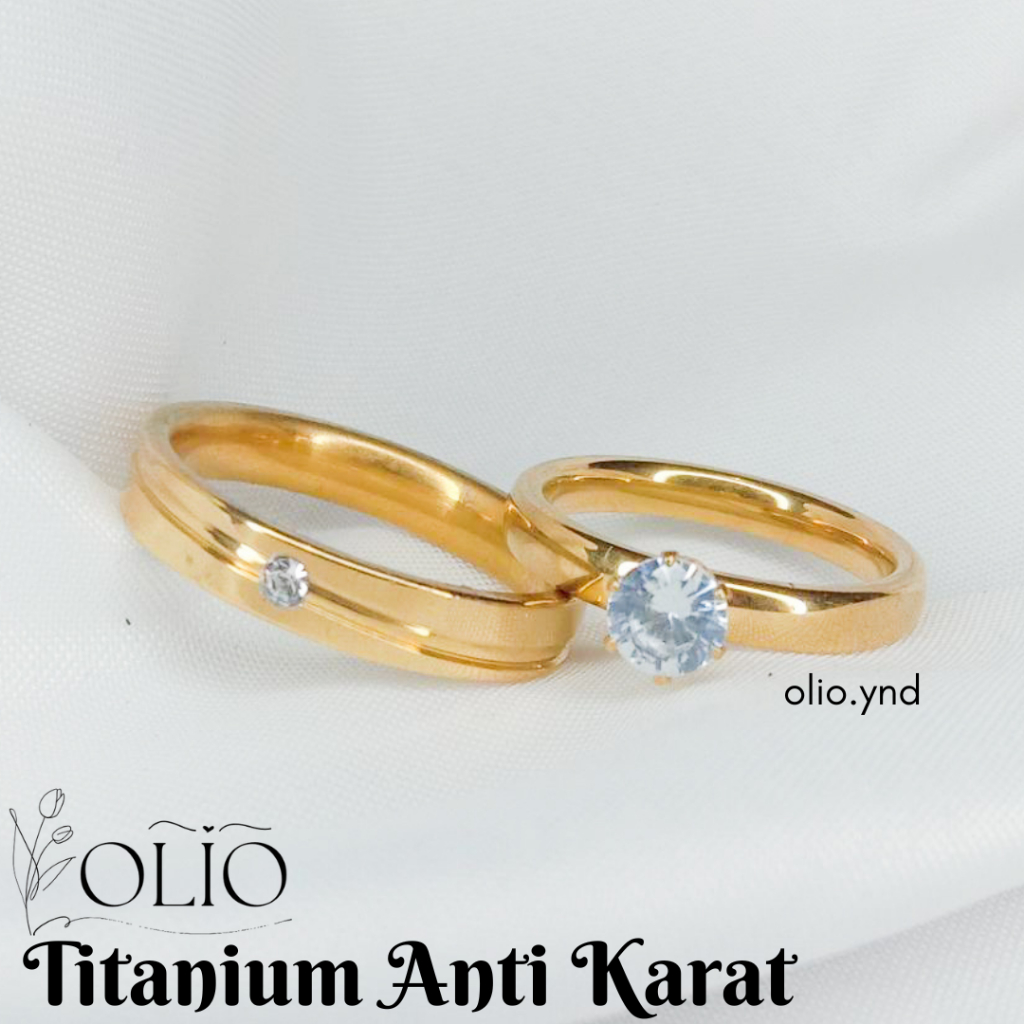 CINCIN COUPLE Custom Nama Stainless Steel Titanium - Cincin Nikah Pernikahan Tunangan Kado Pasangan