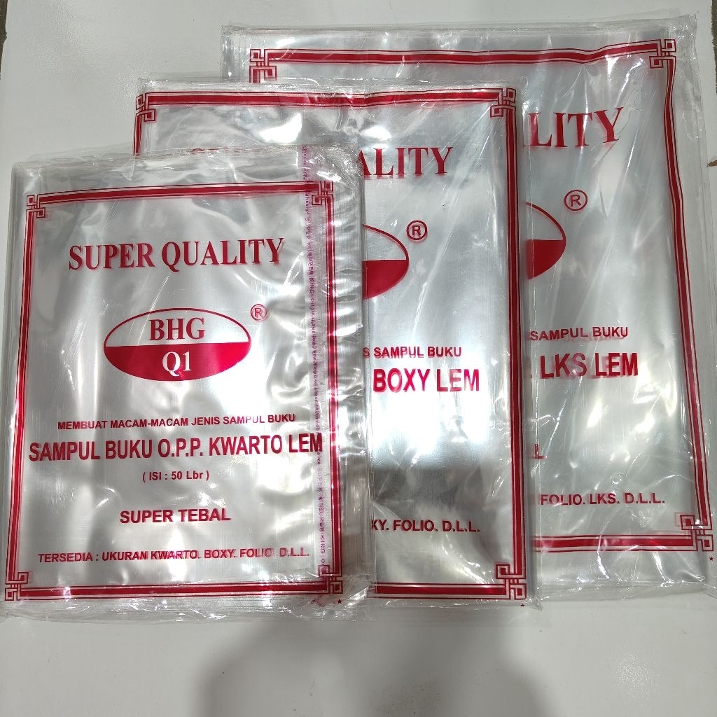 

1 Pak Sampul Buku Plastik OPP BHG Kwarto Boxy isi 50 Lembar