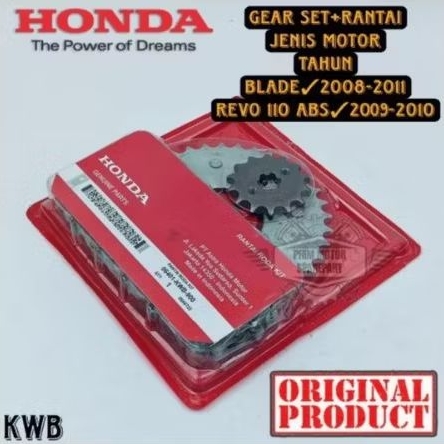 GEAR SET RANTAI KWB/KWW REVO ABS 110 ORIGINAL, BLADE 2008-2011 AHM
