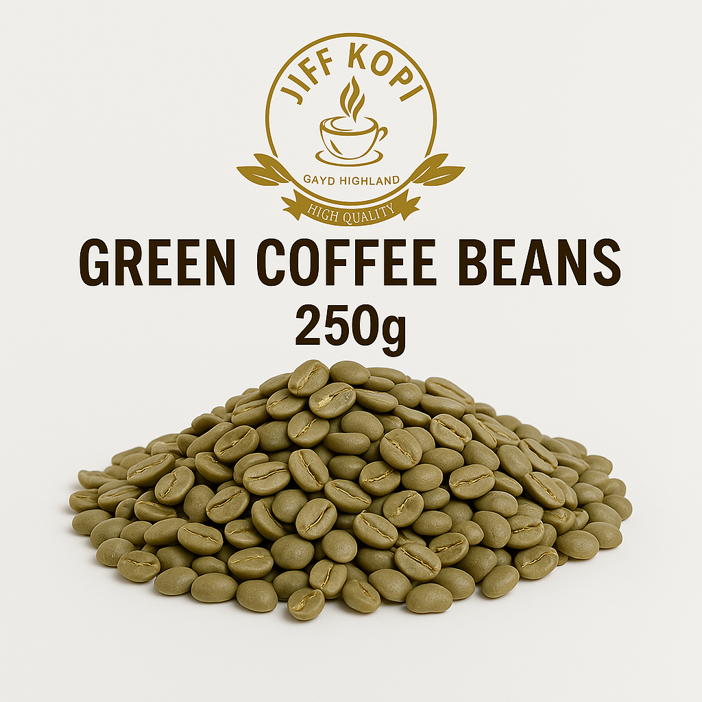 

Jiff COFFEE Green Bean Kopi Arabika Gayo Grade A 250g – Cocok untuk Roasting Sendiri