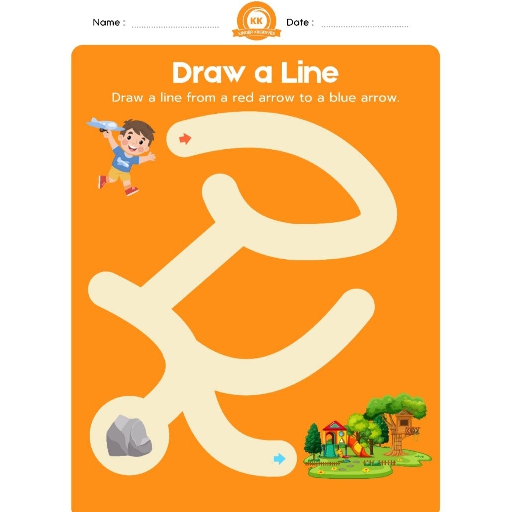 

Kertas Gambar Tarik Garis untuk Anak PAUD TK SD - Draw A Line