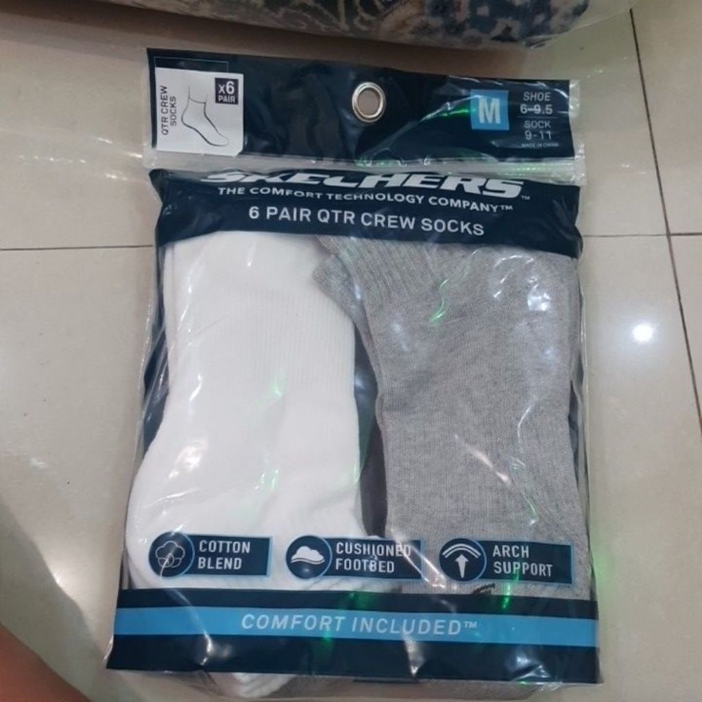 Kaos kaki skechers QTR crew socks