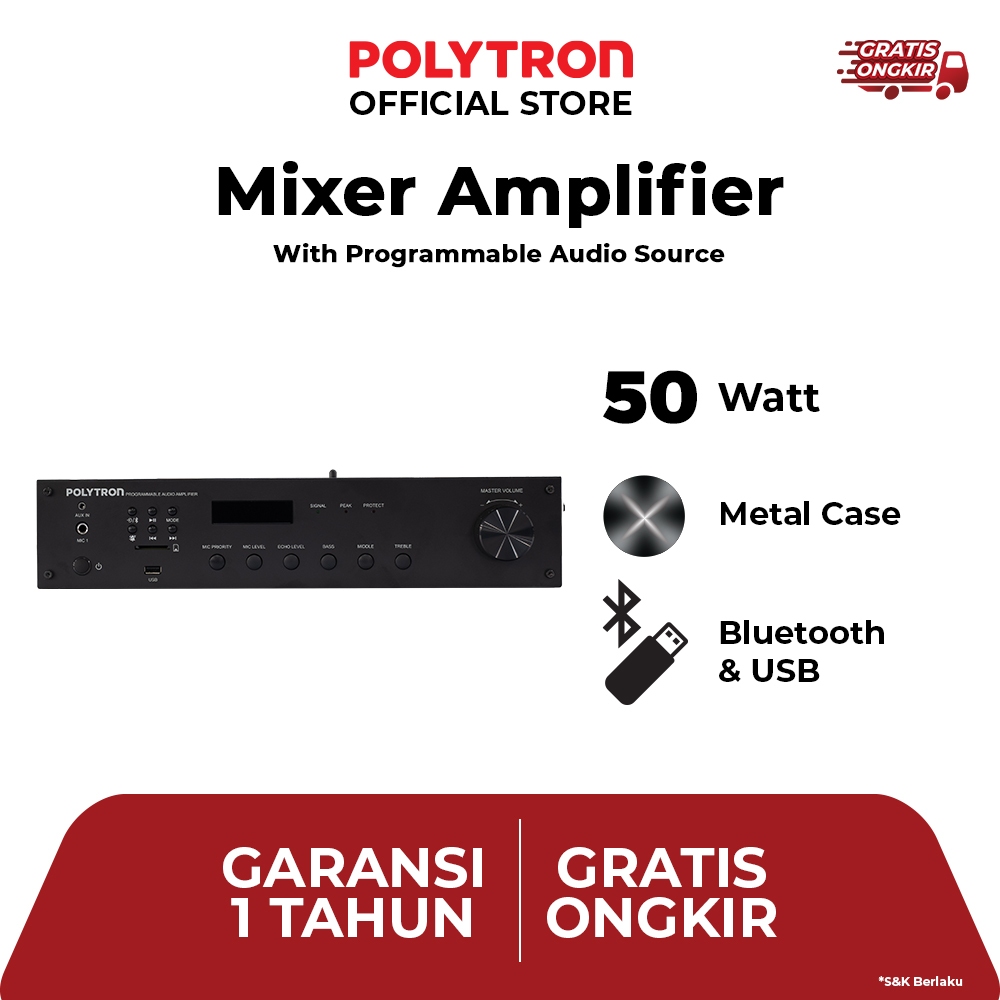 Polytron Integrated Bel Otomatis Amplifier untuk Sekolah, Kantor, Pabrik, dengan penjadwalan Audio V