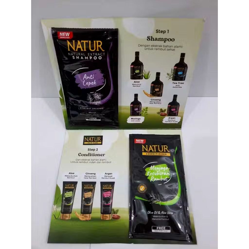 Natur Shampo dan Conditioner Sachet Shampoo + Conditioner