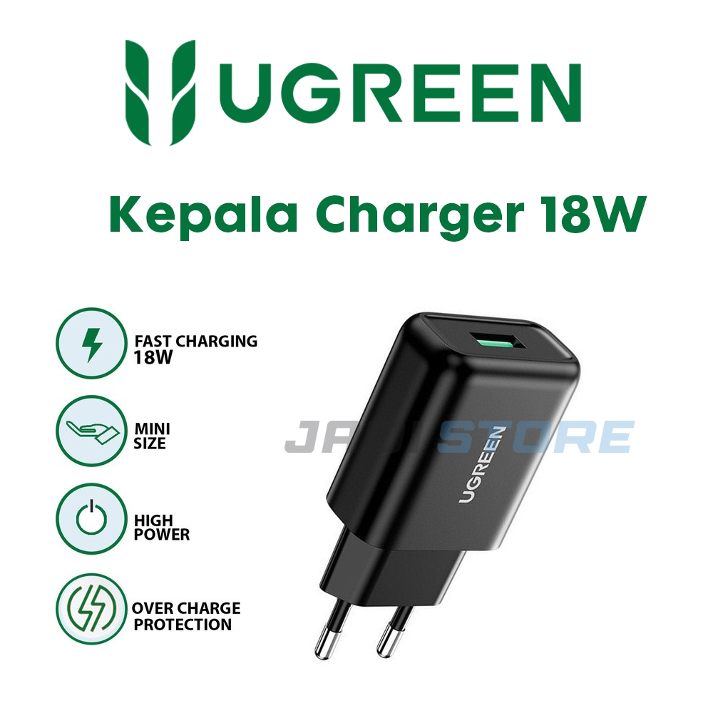 UGREEN  Adaptor Kepala Batok Charger Cas USB 18W Quick Charge QC3.0 Fast Charging 3A 10133 70273