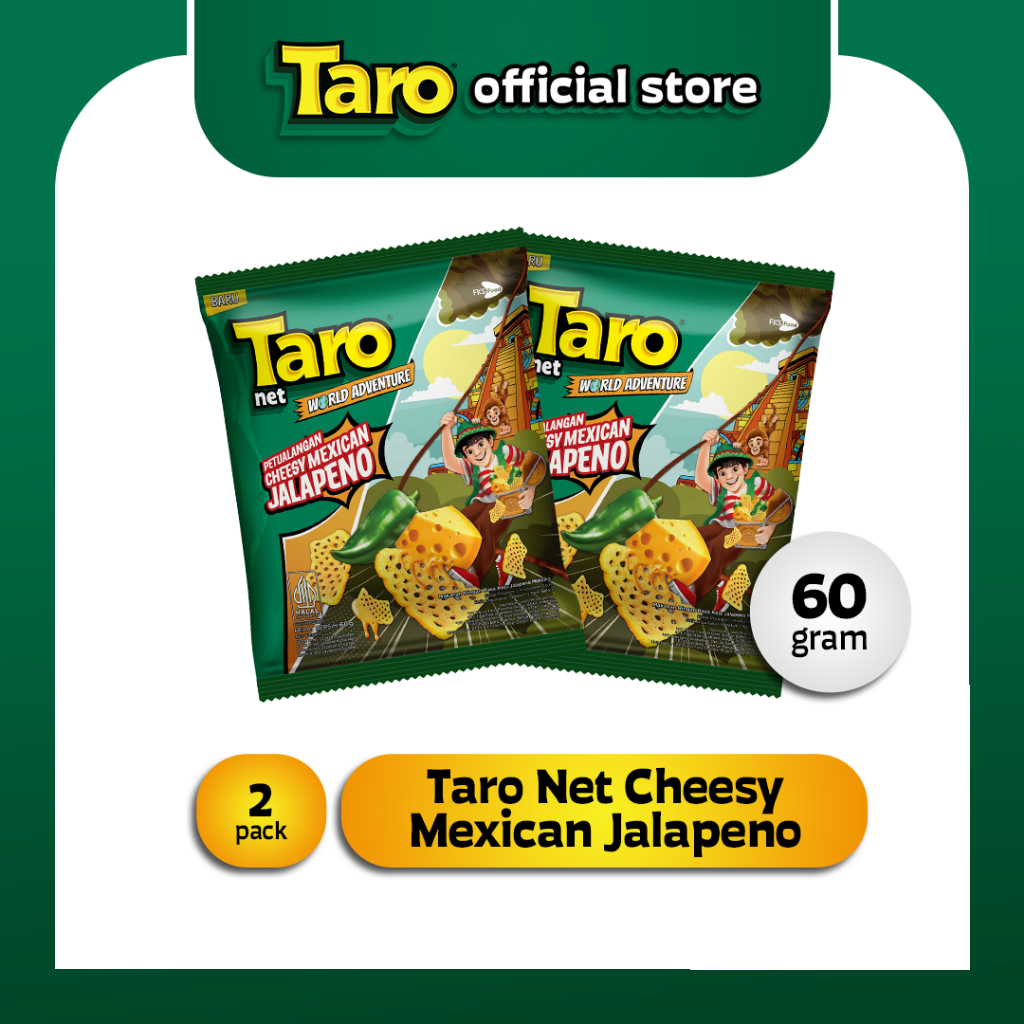 

TARO NET Cheesy Mexican Jalapeno 60g 2 pcs Snack Ringan renceng