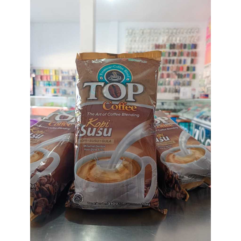 

top coffe kopi susu + gula isi 10sachet