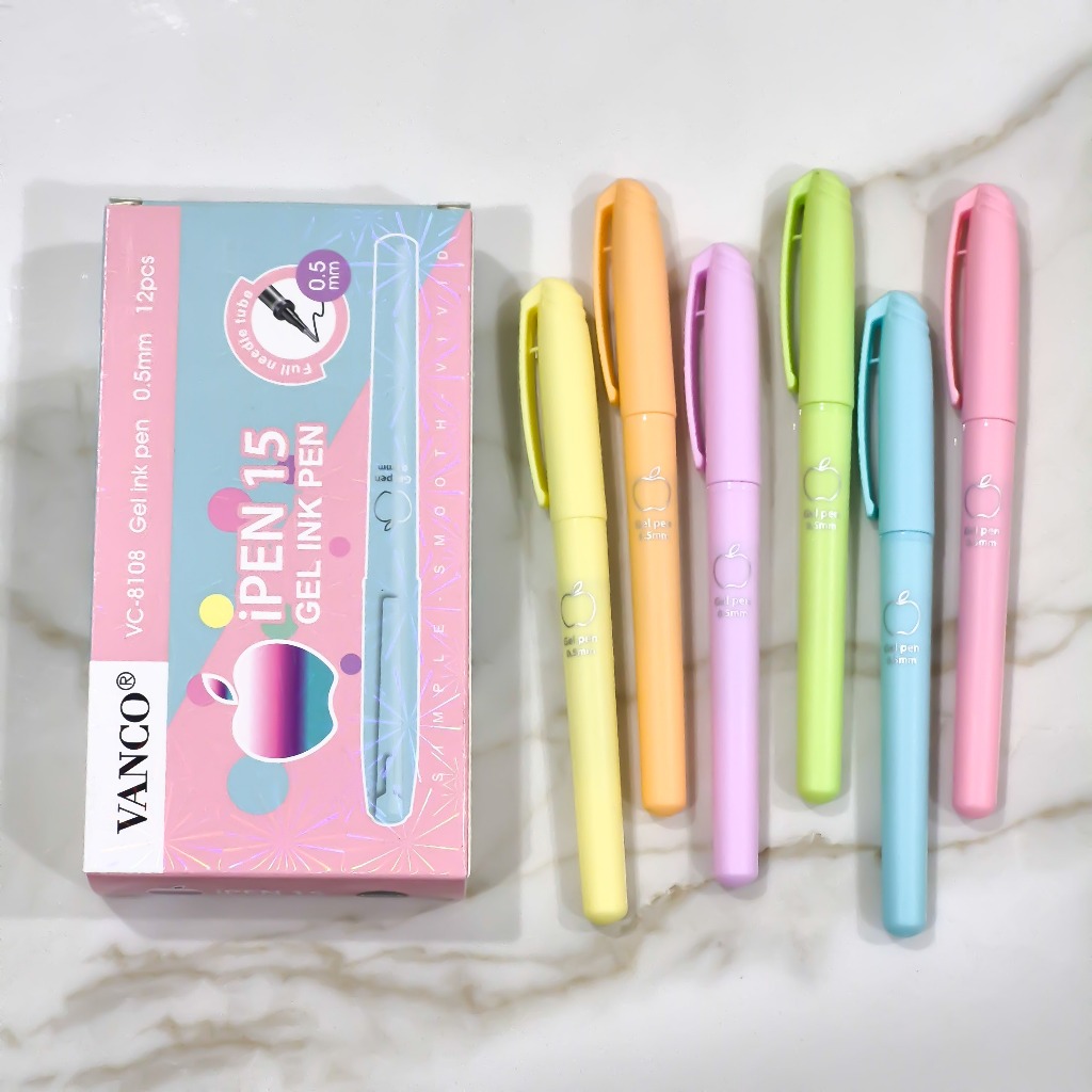 

[1 LSN / 12 Pcs] GEL PEN VANCO VC-8108 iPEN APEL MACARONS