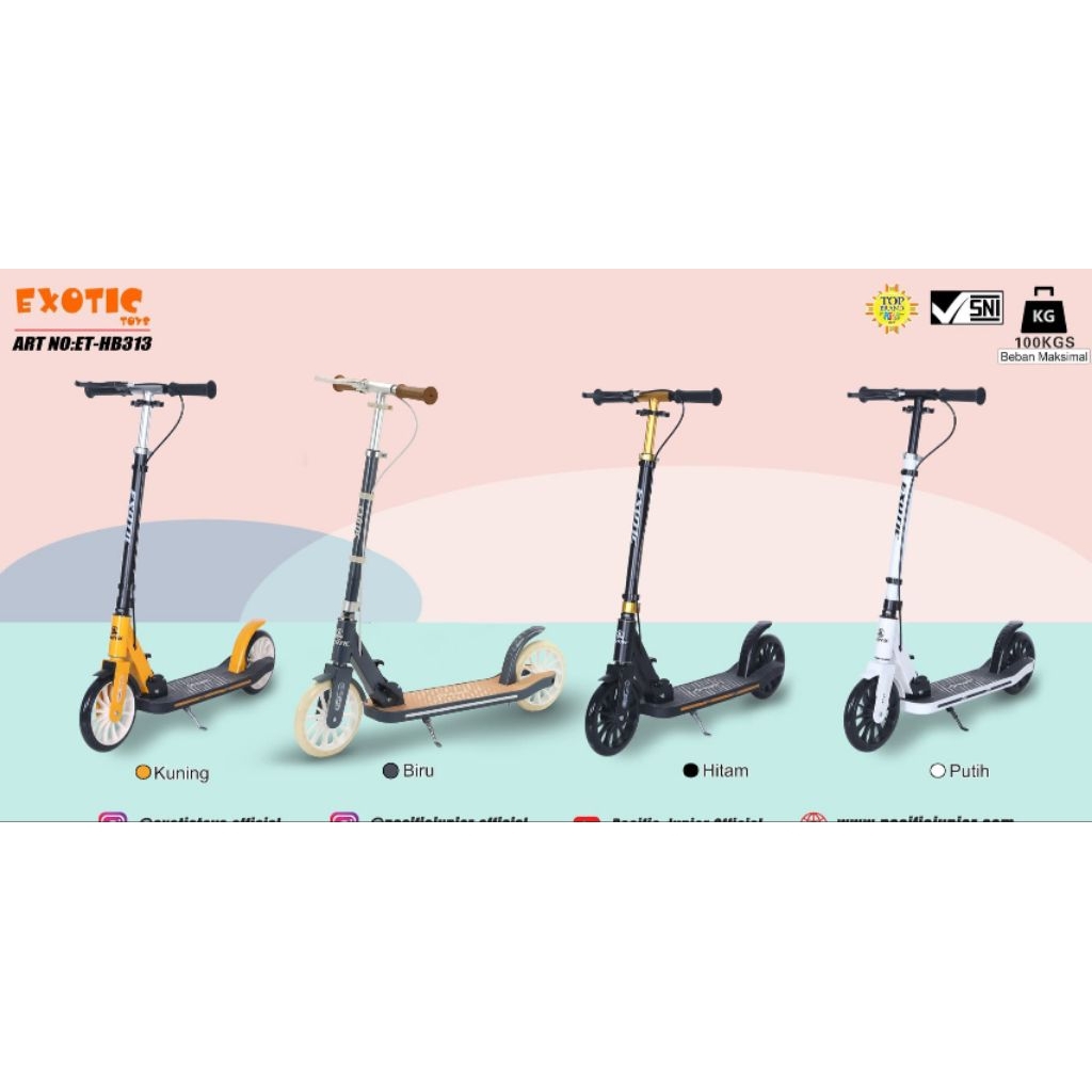 Skuter ET HB 313 Scooter Exotic Anak dan Dewasa Pakai Rem Tangan