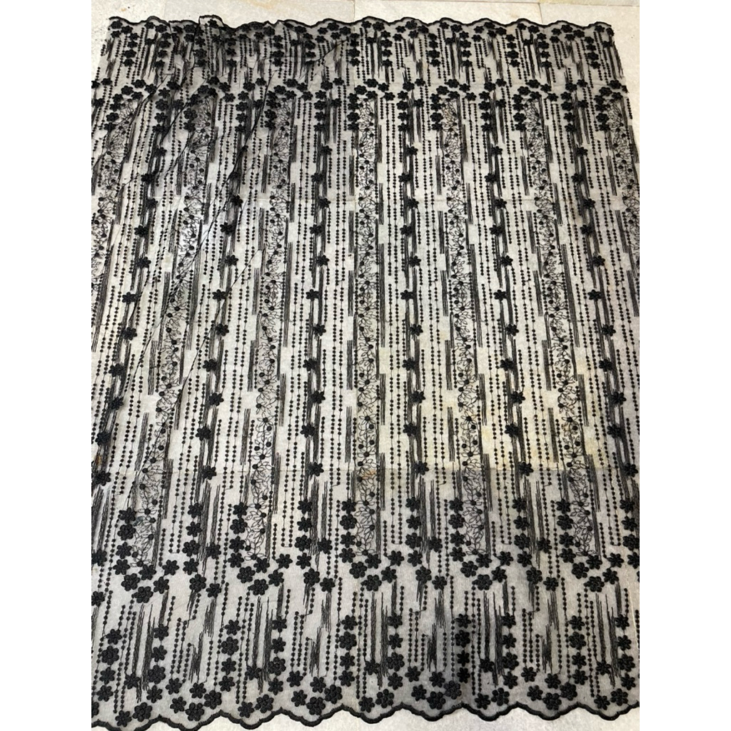 DYA369 Kain Tille Bordir Milan Bunga Kecil-Kecil Quality Premium /Bahan Brukat Kebaya Pesta