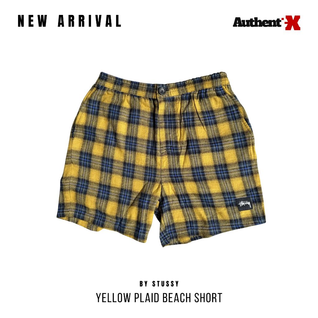 STUSSY PLAID BEACH SHORTS - YELLOW | ORIGINAL