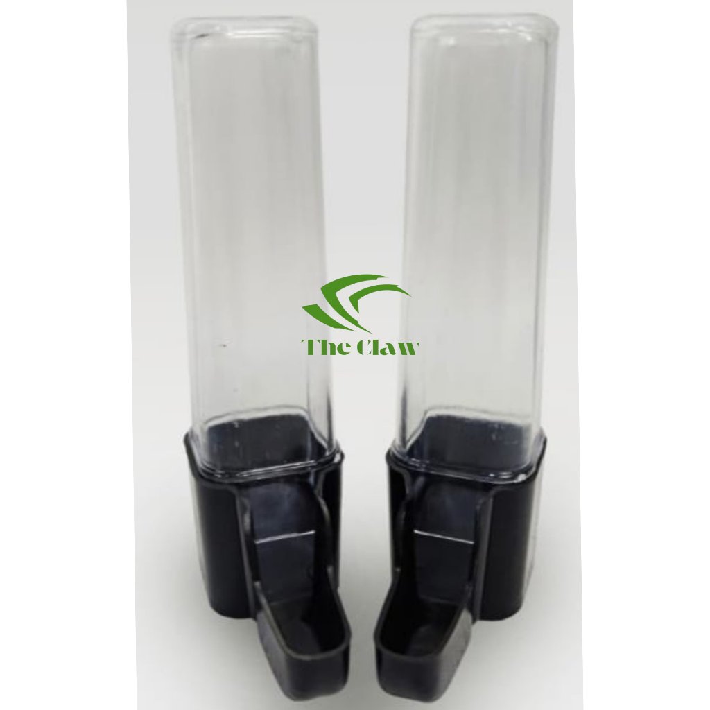 (The Claw) Dispenser Tabung Kotak Kecil Mini Cepuk Tempat Pakan Wadah Minum Makanan Burung Kenari Lo