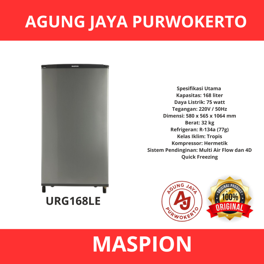 MASPION KULKAS 1 PINTU URG168LE