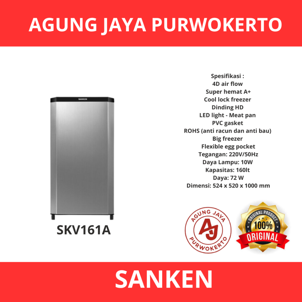 SANKEN KULKAS 1 PINTU SKV161A
