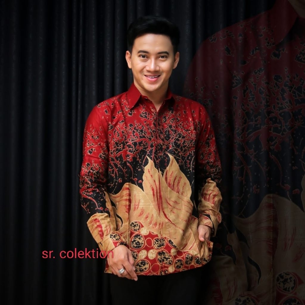 kemeja pria lengan panjang batik bahan katun prima halus cocok buat seragam hajatan kondangan dll