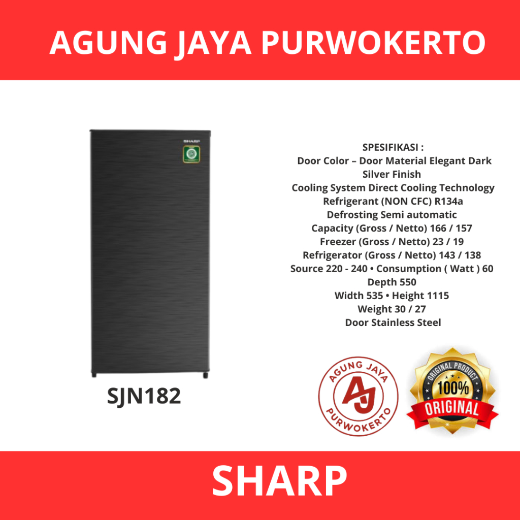 SHARP KULKAS 1 PINTU SJN182