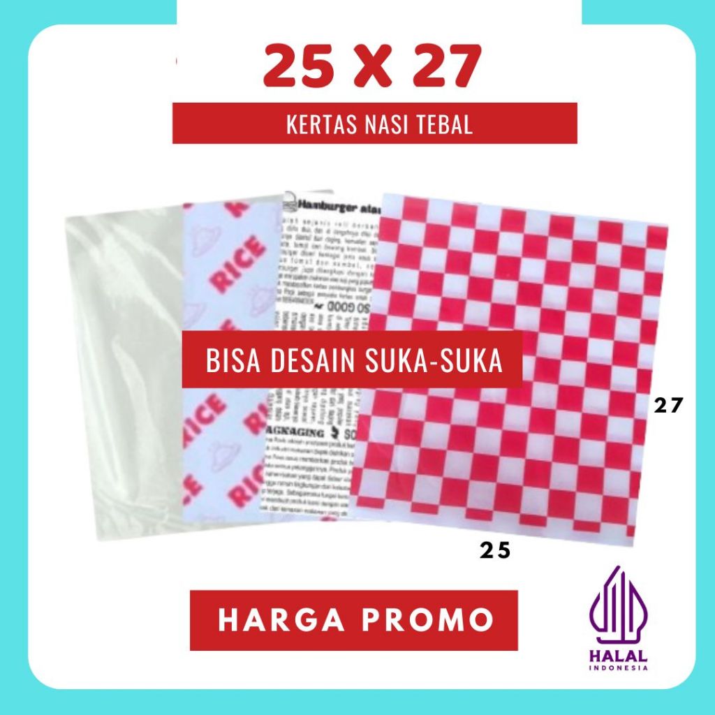 

Kertas Nasi | Logo 25x27 | Kertas KFC | Paper Wrap | Paperwrap Putih | Packing Kebab | laminasi