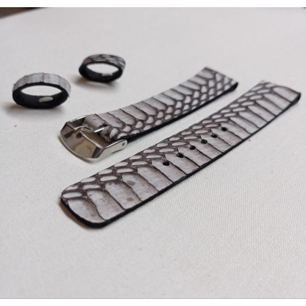 TALI JAM TANGAN KULIT ULAR ASLI 100% BUKAN IMITASI UJUNG BULAT