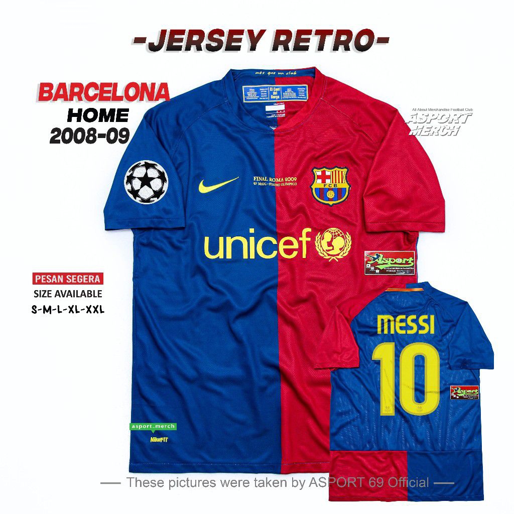 BARCA RETRO JERSEY BARCELONA  HOME 2008 2009 FINAL ROMA JERSI BARCELONA HOME 08 09 RETRO FINAL ROMA