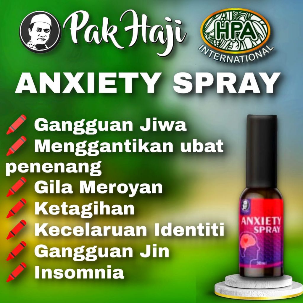 ANXIETY SPRAY, untuk Gangguan jiwa, untuk menenangkan pikiran,mghilangkan kecemasan