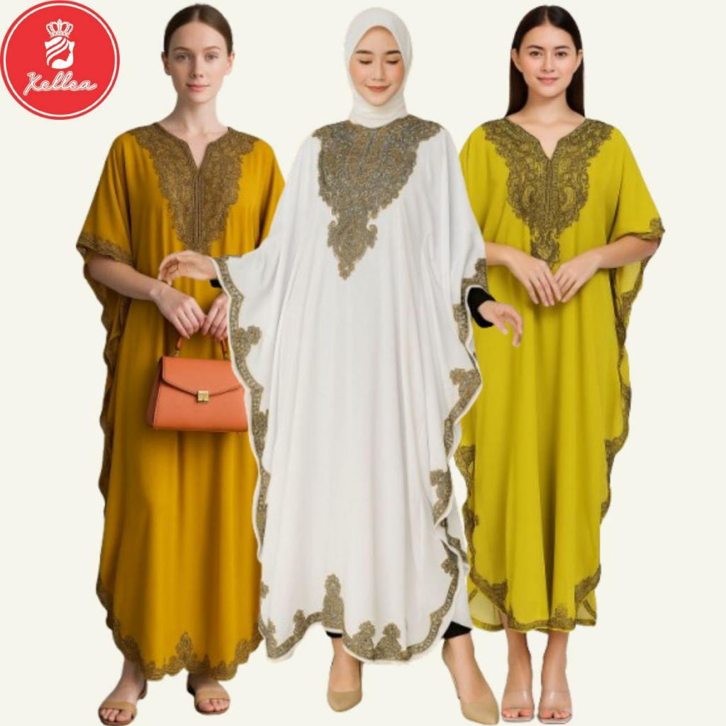 Kaftan Lebaran Pesta Kondangan Dress Elegan Mewah Kaftan Kalula-Fashion Muslim Nyaman - XELLEA