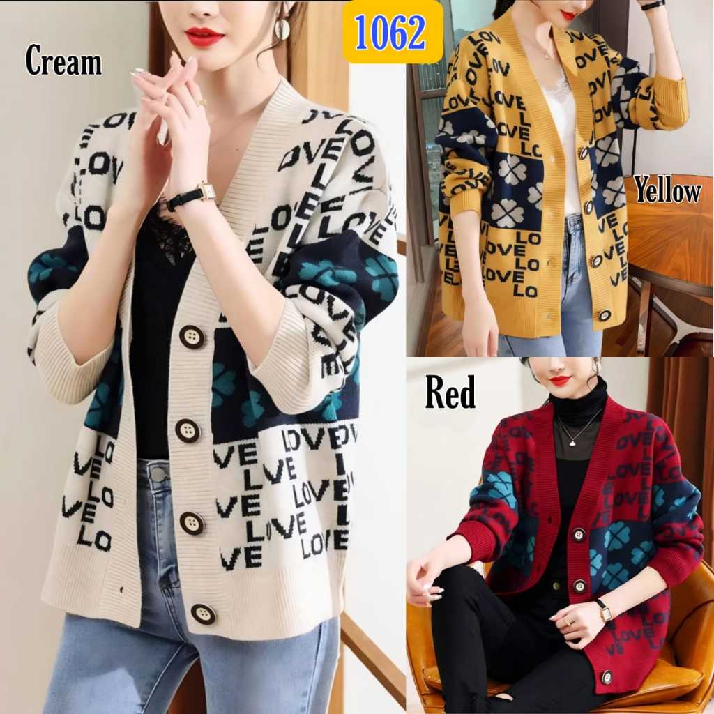 Cardi Rajut Panjang Corak 10803 /Kardigan Import Atasan Rajut Cardi Fashion Korea Ootd Casual Rompi