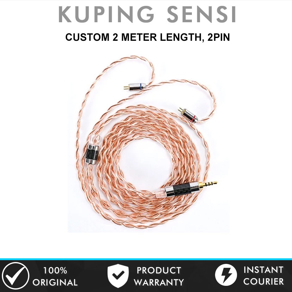 XINHS Single Crystal Copper Kabel 2 Meter Custom With Mic / No Mic IEM Earphone Upgrade Cable