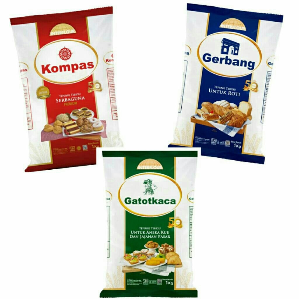 

INTERFLOUR 1KG (KOMPAS/ GERBANG/ GATOTKACA) /Tepung Terigu