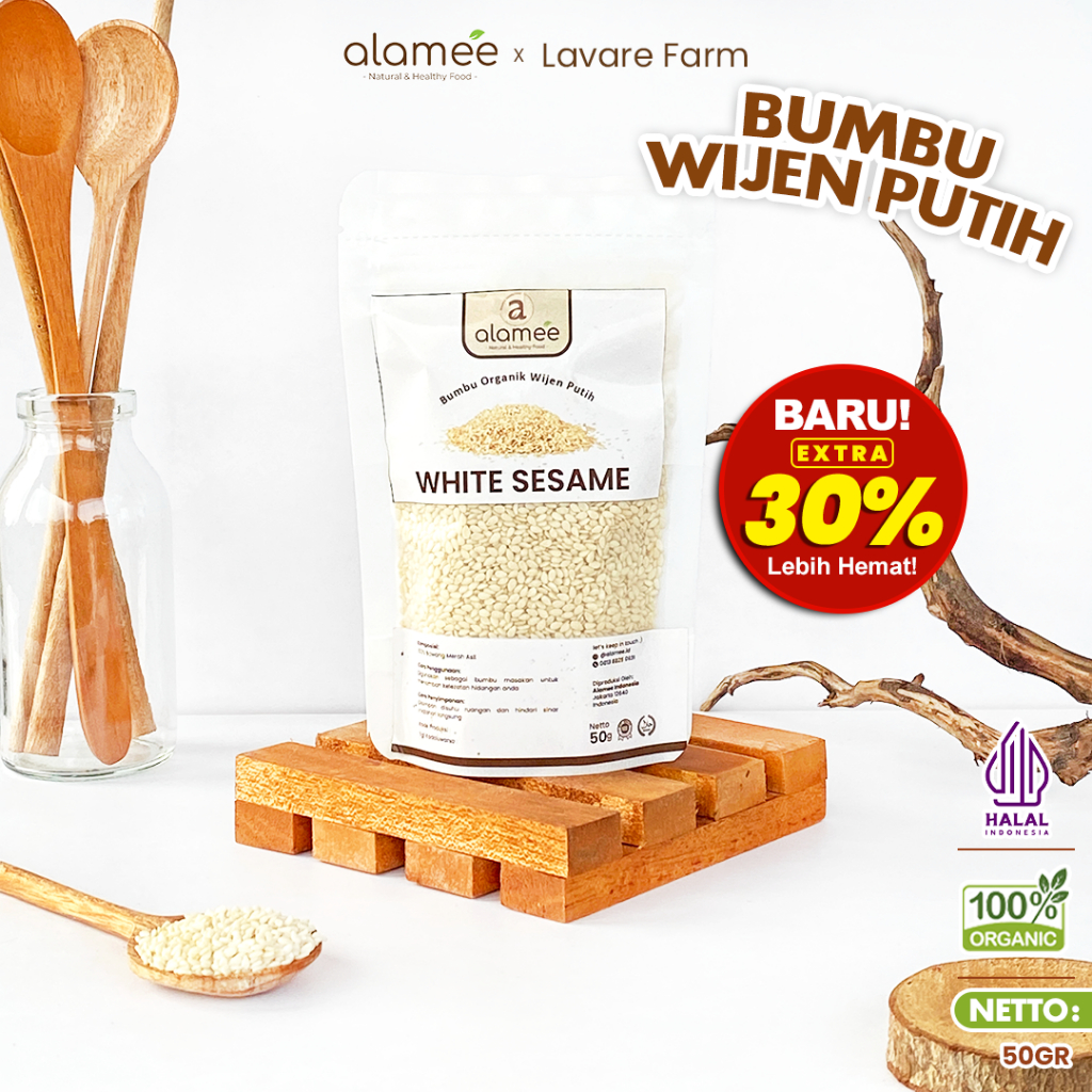 

ALAMEE Wijen Putih Sangrai White Sesame Seed Bumbu Dapur Organik Masak Rempah Tanpa Campuran 50 Gram BUMA