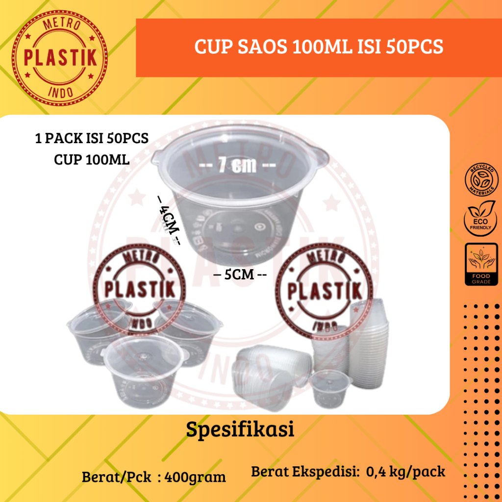 Thinwall Cup Merpati Puding 100ml Isi 50pcs / Cup Sambel 100ml / Cup Saos 100ml / Kotak Bulat Plasti