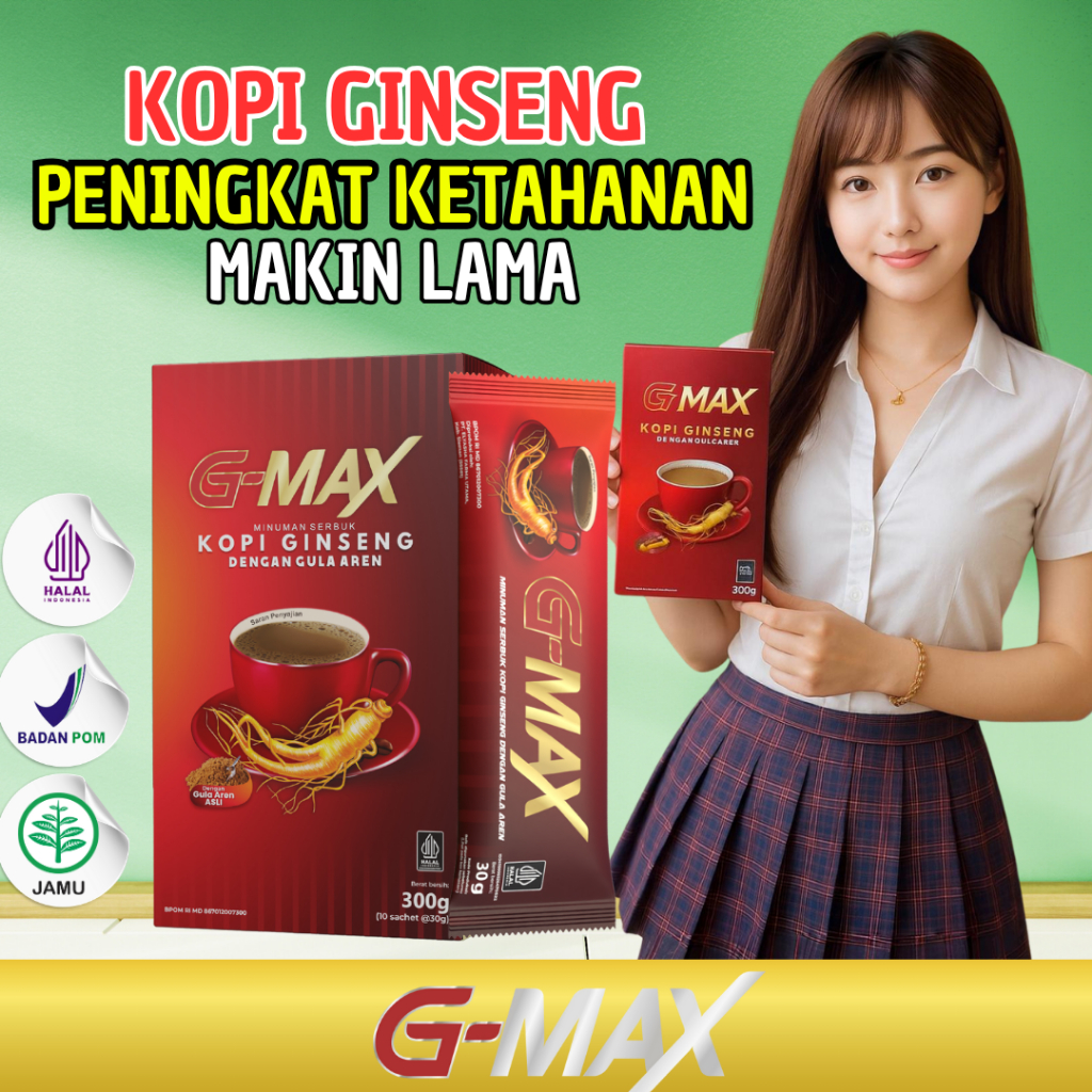 

Kopi Gmax - Kopi Stamina Instan Rasa Gingseng Membantu Menambah Tahan Makin Lama Bpom Resmi
