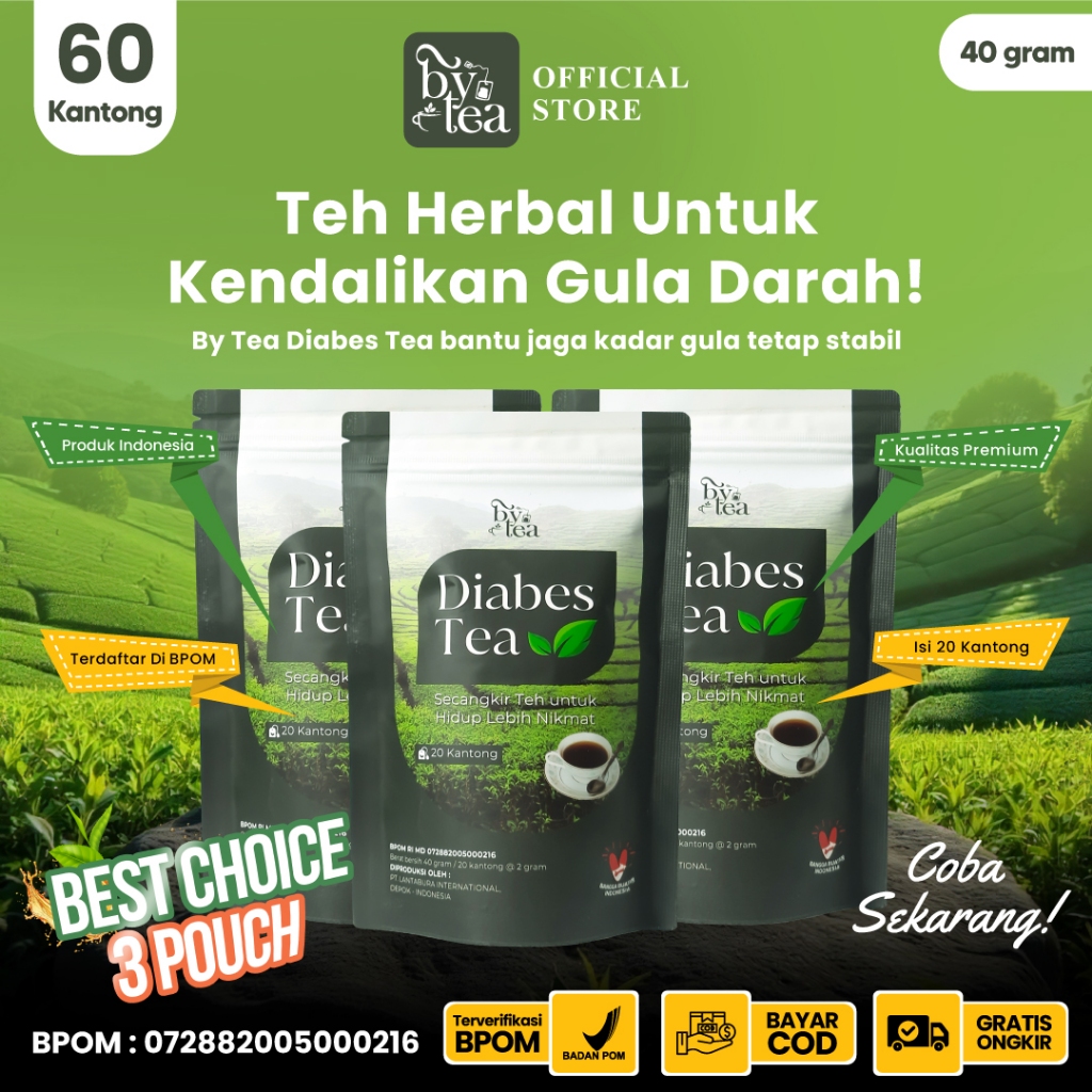 

ByTea Diabes Tea - Daun Teh Hitam Plus Kayu Manis Untuk Mengatasi Guladarah Tinggi Isi 20 Teh Celup
