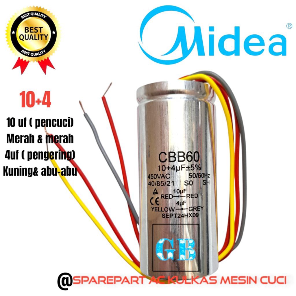 kapasitor mesin cuci midea 2 tabung