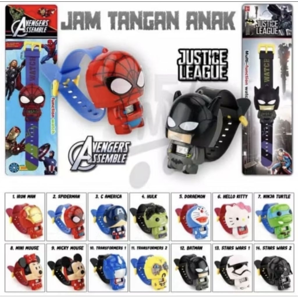 Jam Tangan Anak Karakter - Jam Tangan Superhero - Jam Tangan Princess