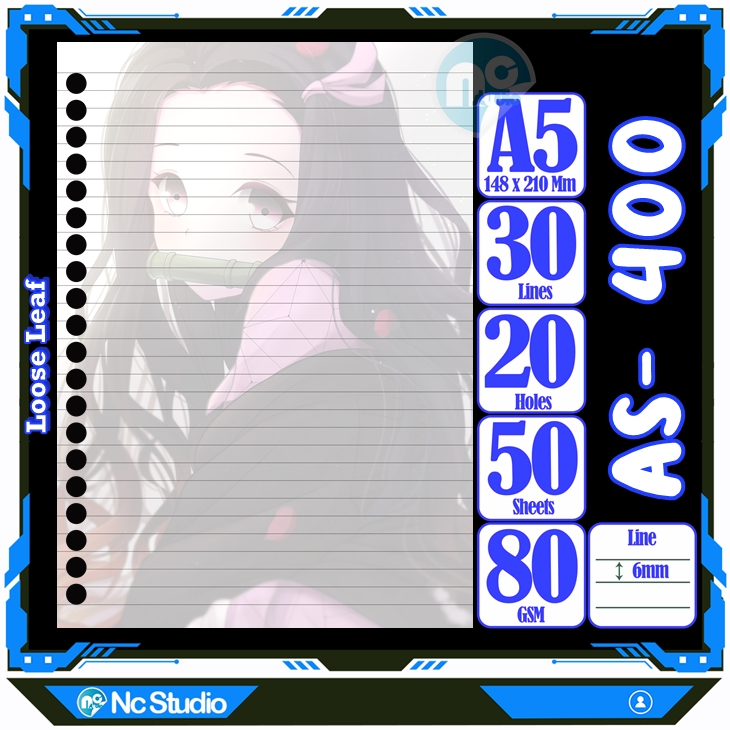 

Loose leaf Kertas binder A5 Isi 50 Lembar Polos karakter Anime Sexy Miku Gadis kartun seksi Buku Refil isi ulang lucu warna warni bergambar garis Repil Vol-2