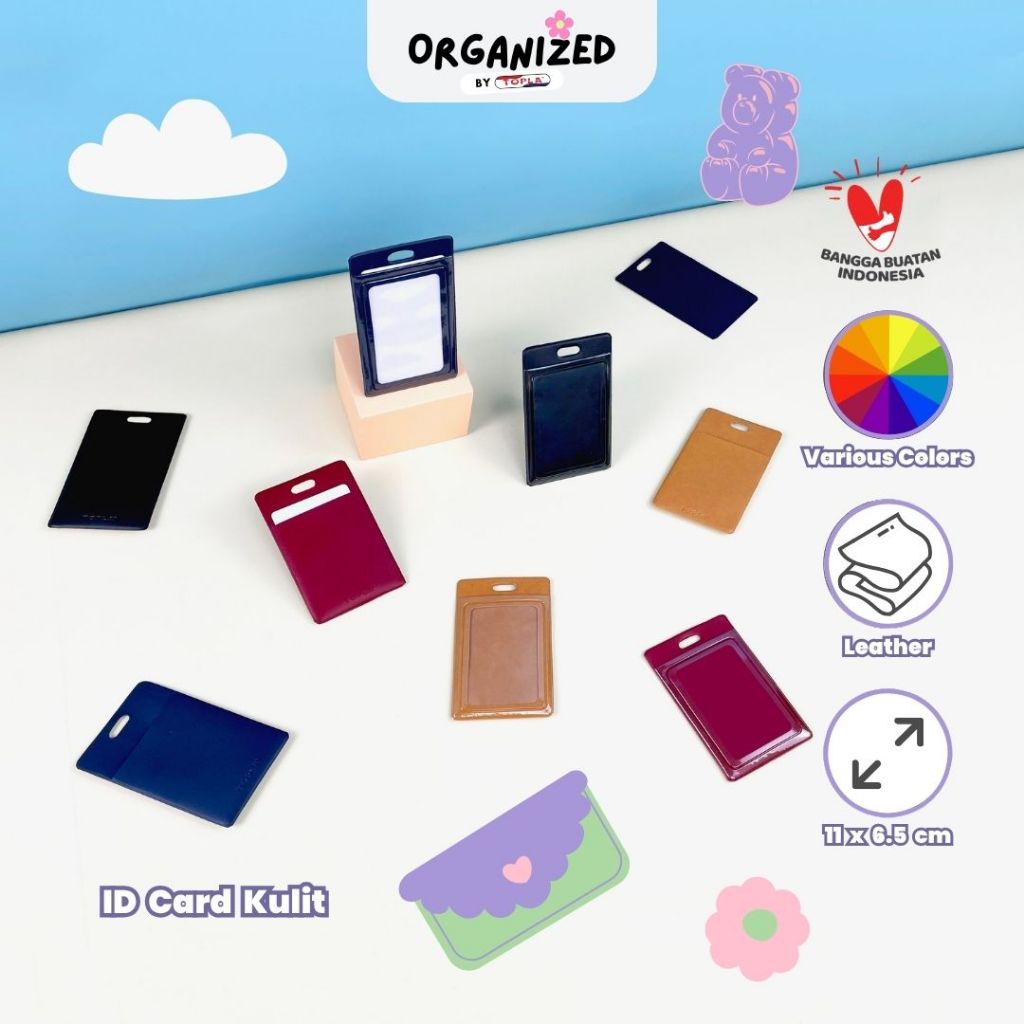 

Premium leather id card kulit name tag tempat kartu nama tanda pengenal kantoran Topla
