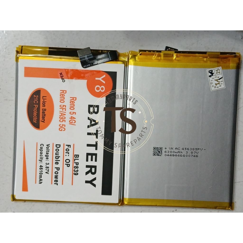BATERAI BATERE BATRE BATTERY Y8 OPPO RENO 5 LITE RENO 5F BLP839 Y8 DOUBLE POWER