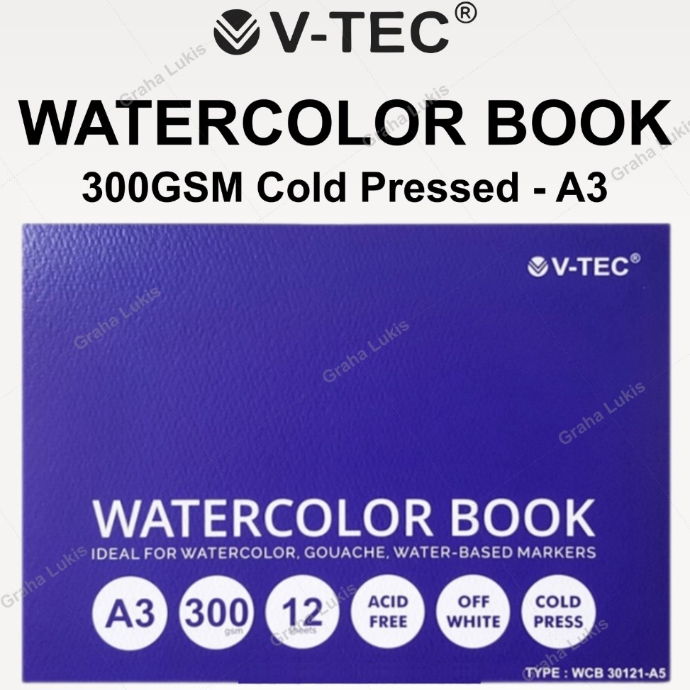 

KODE F34B VTEC WATERCOLOR BOOK A3 3GSM COLDPRESSED