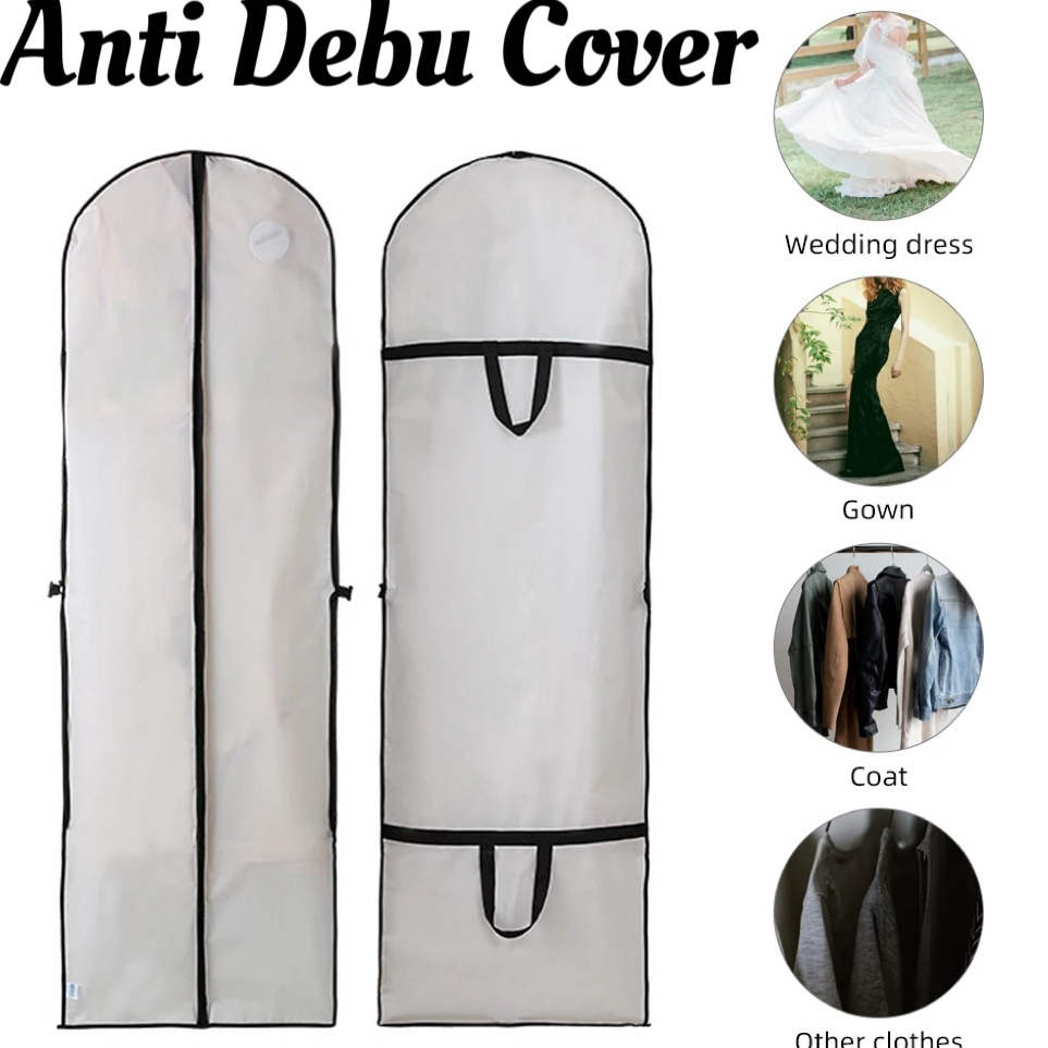KODE D2F 18cm Cover Gaun Pengantin Bridal Anti Debu Pelindung Gaun Pengantin Baju Anti Debu Panjang 