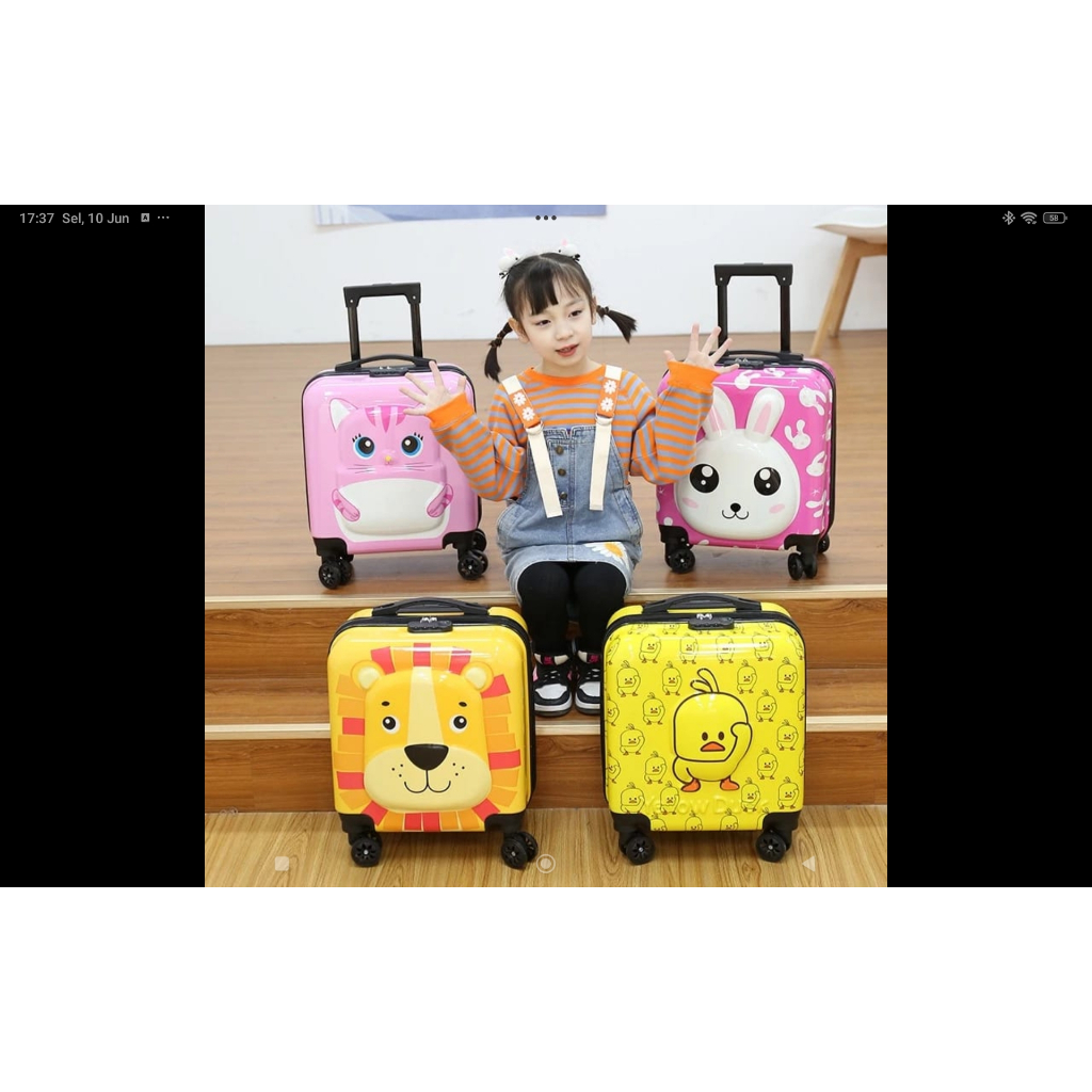 Koper Anak Motif Tas Koper Bagasi Anak Troli Roda 4 Ukuran 18Inch koper anak traveling