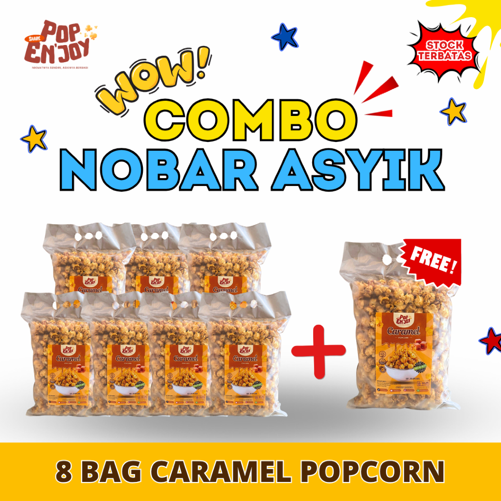 

QH [7 + 1] POPCORN CARAMEL 500gr - PopENjoy / Manis Crispy Camilan Popkron Snack Jagung