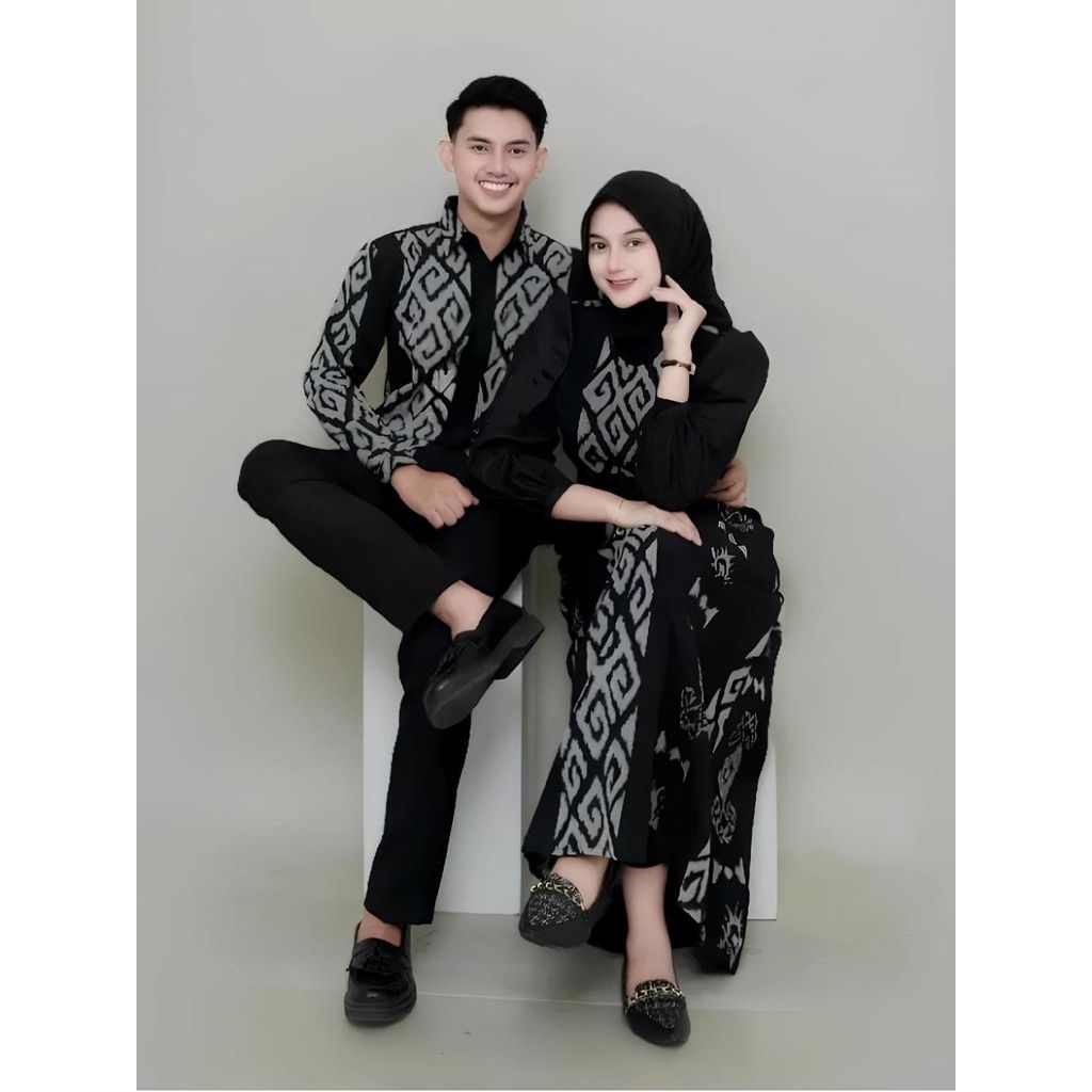 setcouple kondangan tenun Troso Padma gamis panjang kemeja tenun pria
